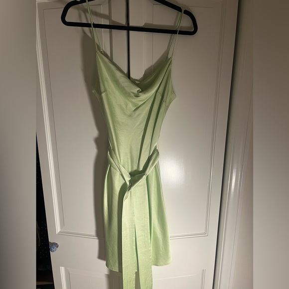 express lime green dress Pleated Cutout Cap Sleeve Maxi Dress